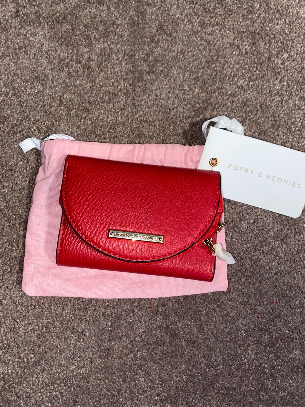 Poppy & Peonies MARGAUX Red Pebbled Leather Mini Wallet